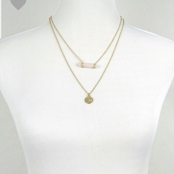 Gold NEW Coin Pendant Necklace Layer Stone - Picture 2 of 4